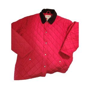 LL Bean Quilted Field Coat Jacket Womens Large Red